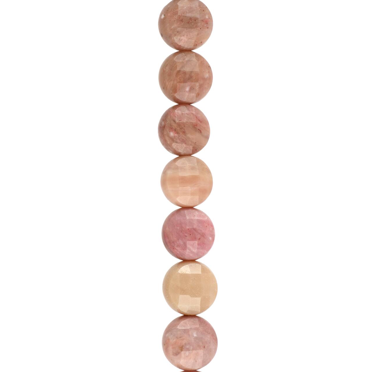 Pink Rhodonite Faceted Coin Beads, 8mm by Bead Landing&#x2122;